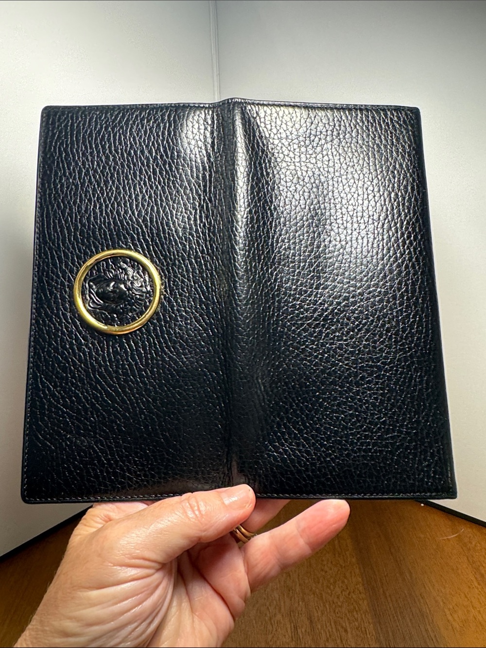 Versace Black Leather Wallet with Gold Medallion - Picture 4 of 9